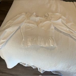 Olivaceous White Long Sleeve Corset Blouse